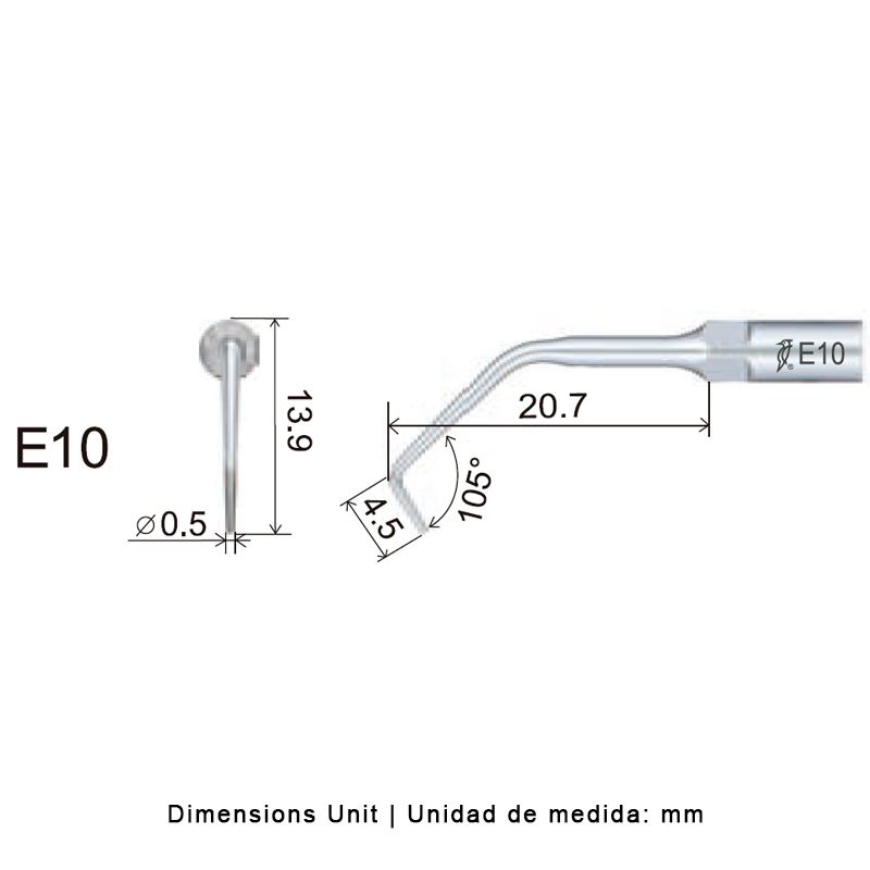 Punta ultrasonidos Woodpecker E10 compatible EMS | Endo