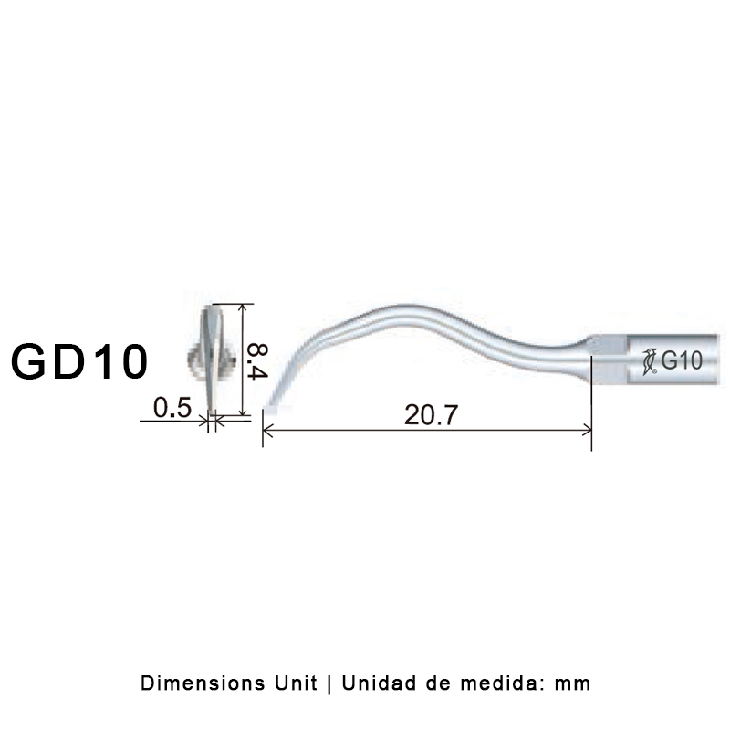 Punta ultrasonidos Woodpecker GD10 compatible Satelec | Profilaxis