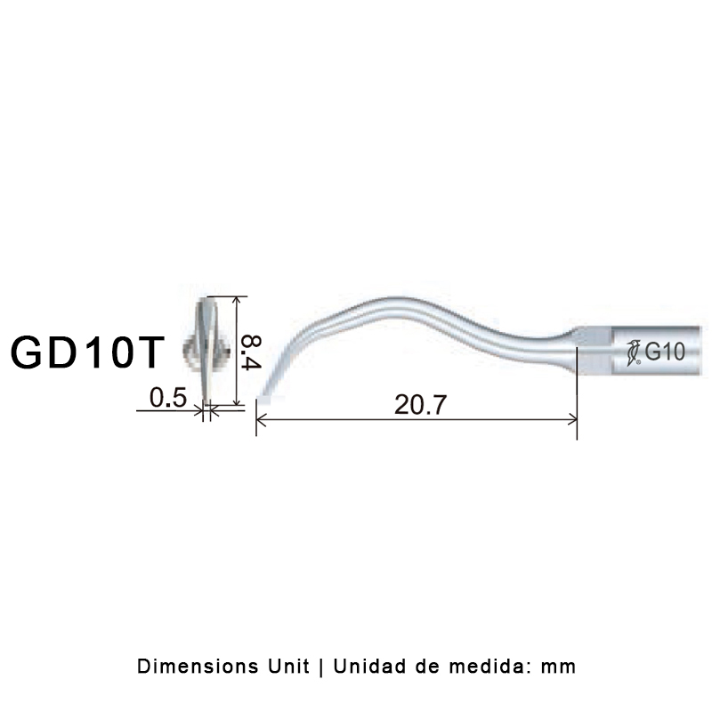 Punta ultrasonidos Woodpecker GD10T compatible Satelec | Profilaxis Tratamiento Titanio