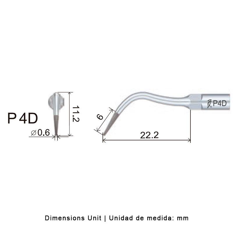 Punta ultrasonidos Woodpecker P4D compatible EMS | Perio, Diamantada