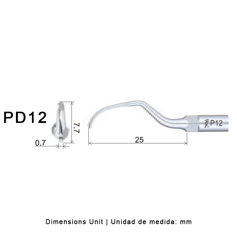Punta ultrasonidos Woodpecker PD12 compatible Satelec | Perio