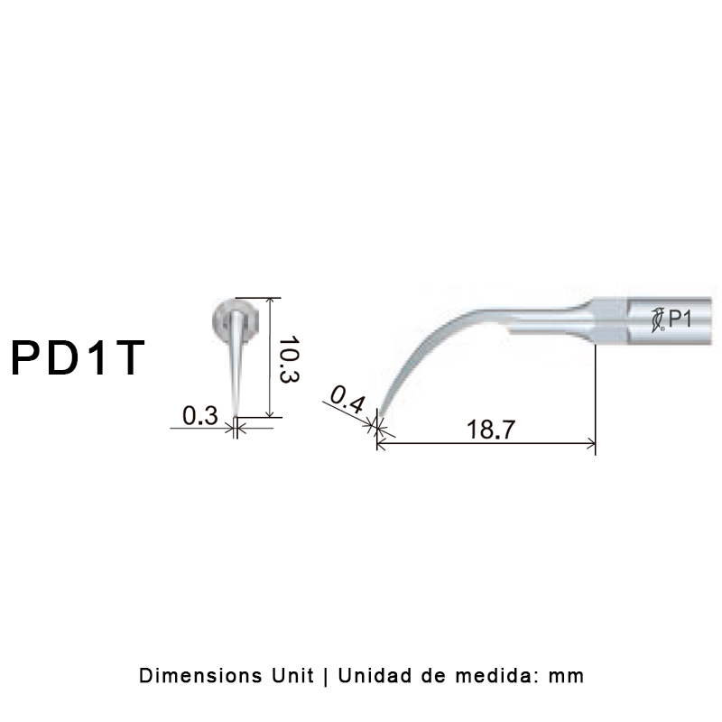 Punta ultrasonidos Woodpecker PD1T compatible Satelec | Perio, Tratamiento Titanio