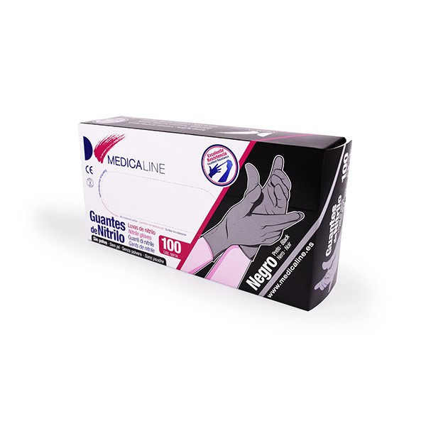 GUANTES NITRILO S/P NEGRO 100u.