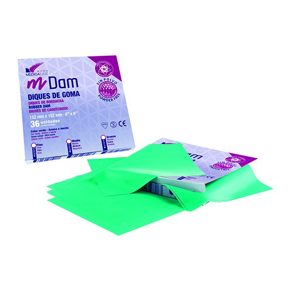 DIQUES DE GOMA GRUESOS VERDES 36u.