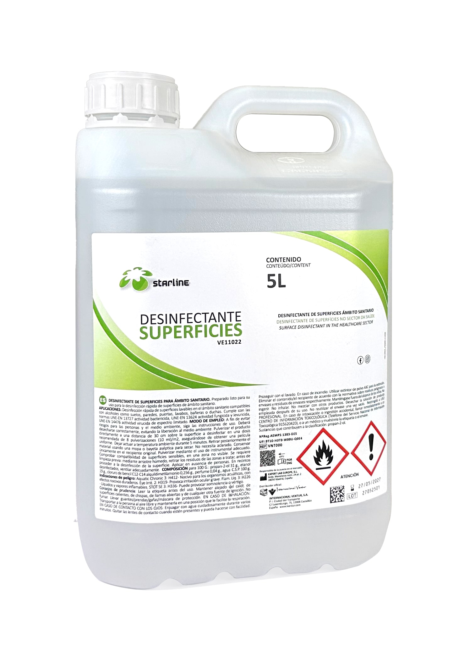 DESINFECTANTE DE SUPERFICIES 5L.